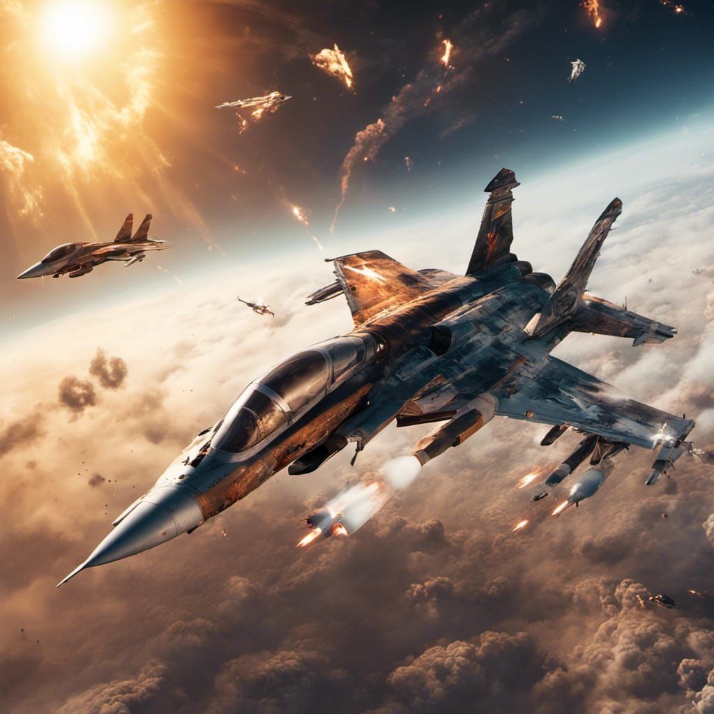 Fighter Jets Dogfight in Explosive Space Battle