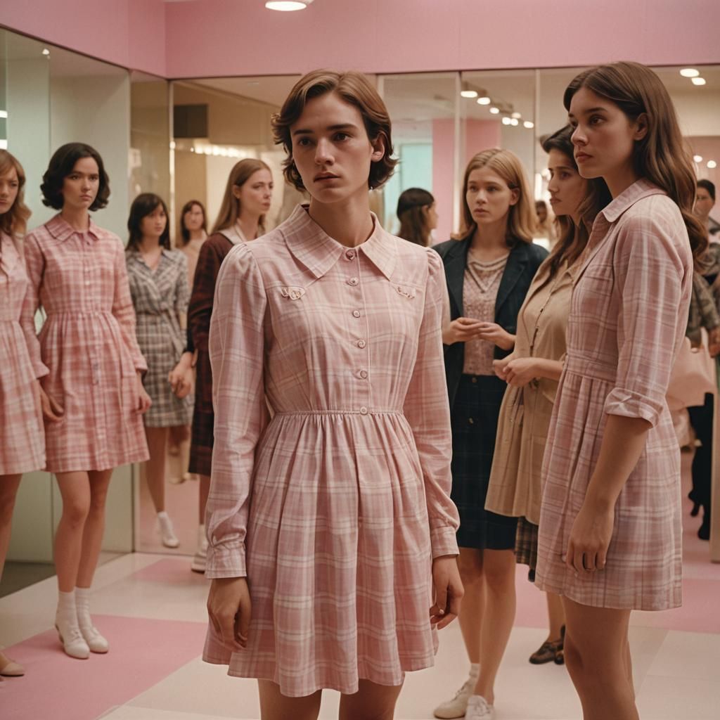 Young Man in Babydoll Dress Posing in Showcase