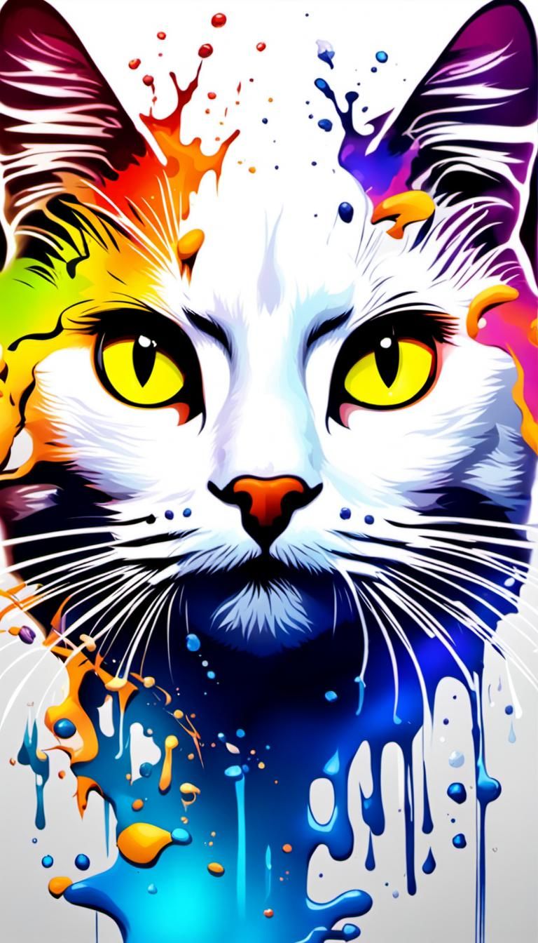 Iridescent Cat Eyes in Splash Art Style