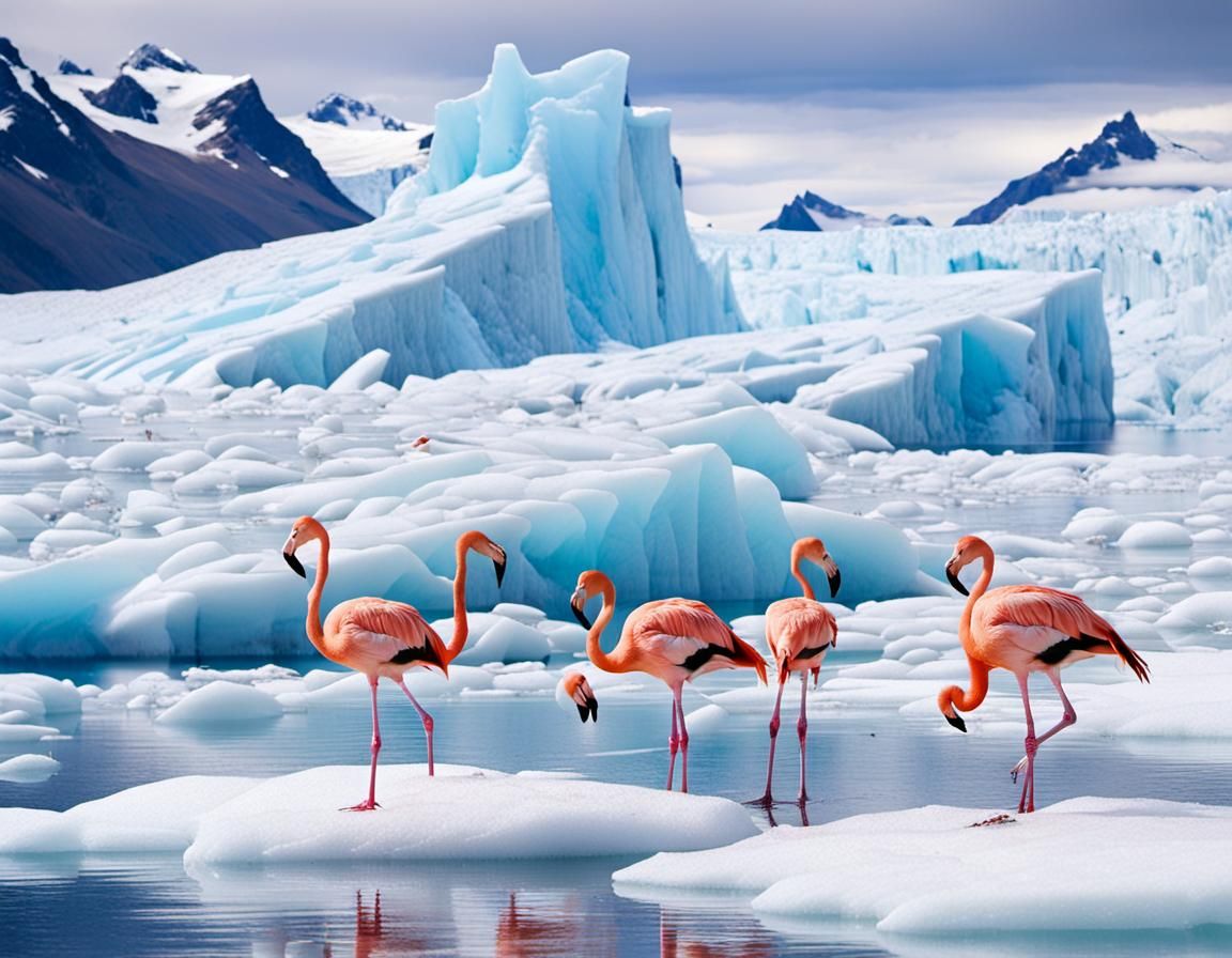 Flamingos on a Glacier: An Unexpected Arctic Scene