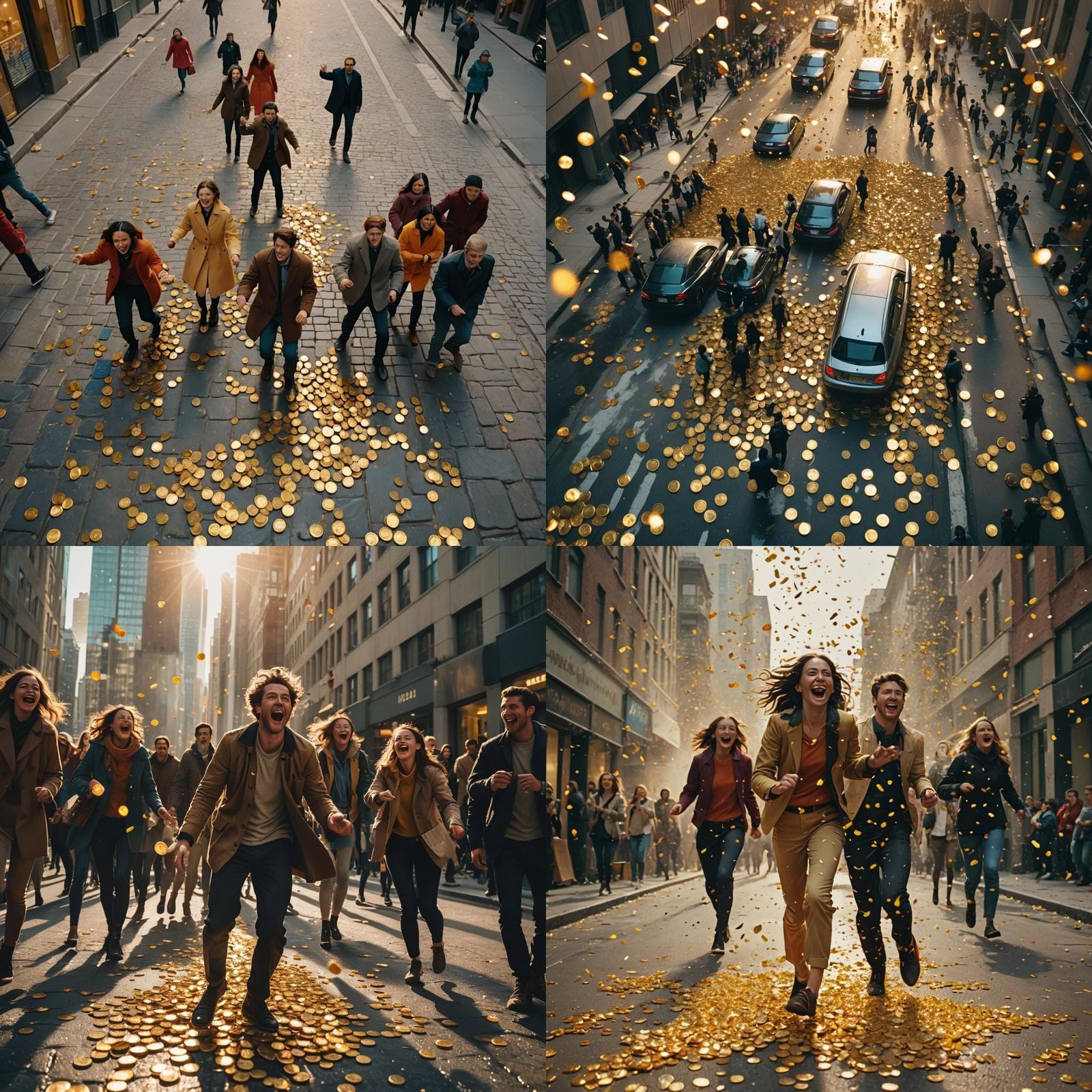 Gold Rain: A Cinematic Street Celebration