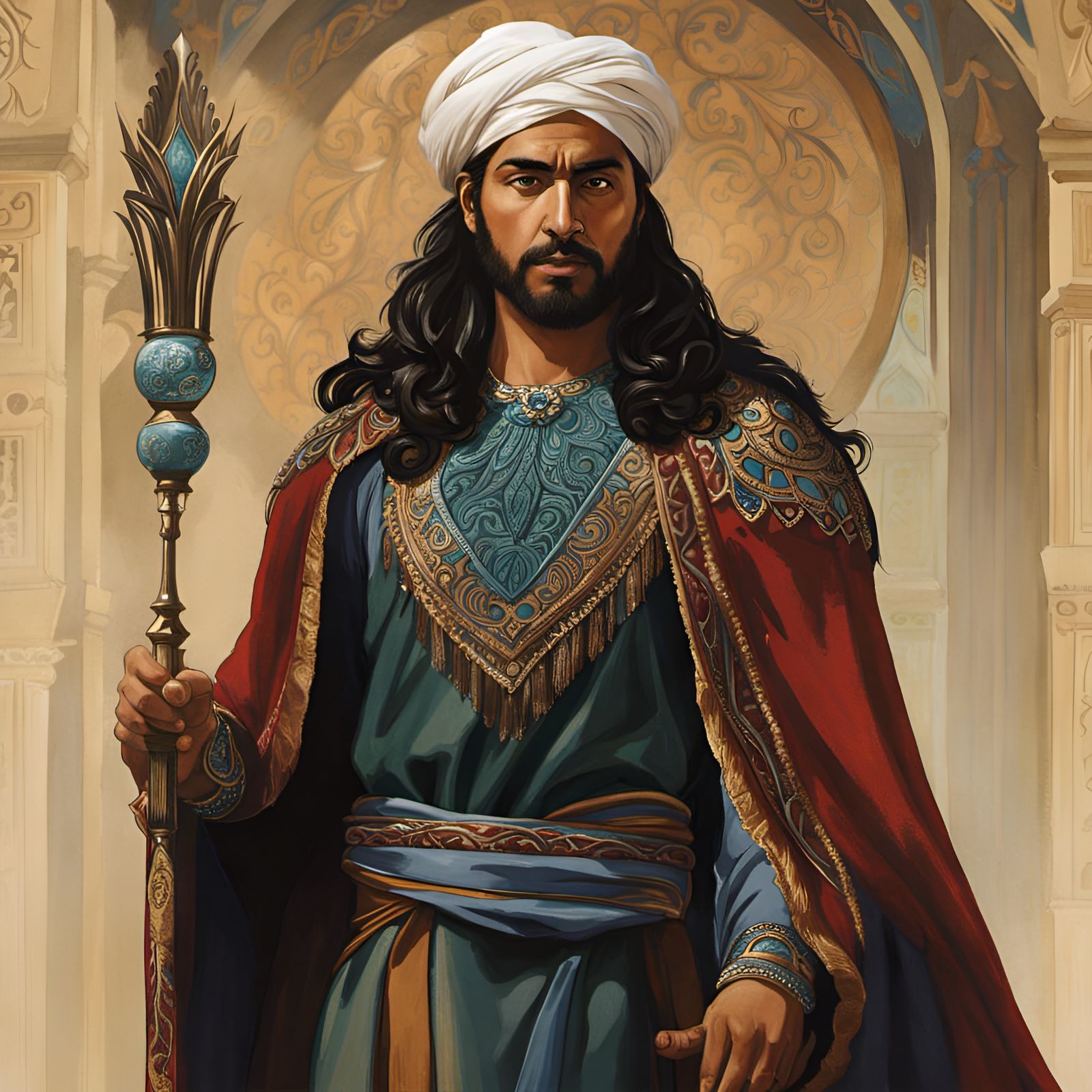 Middle Eastern Prince in Watercolor Style