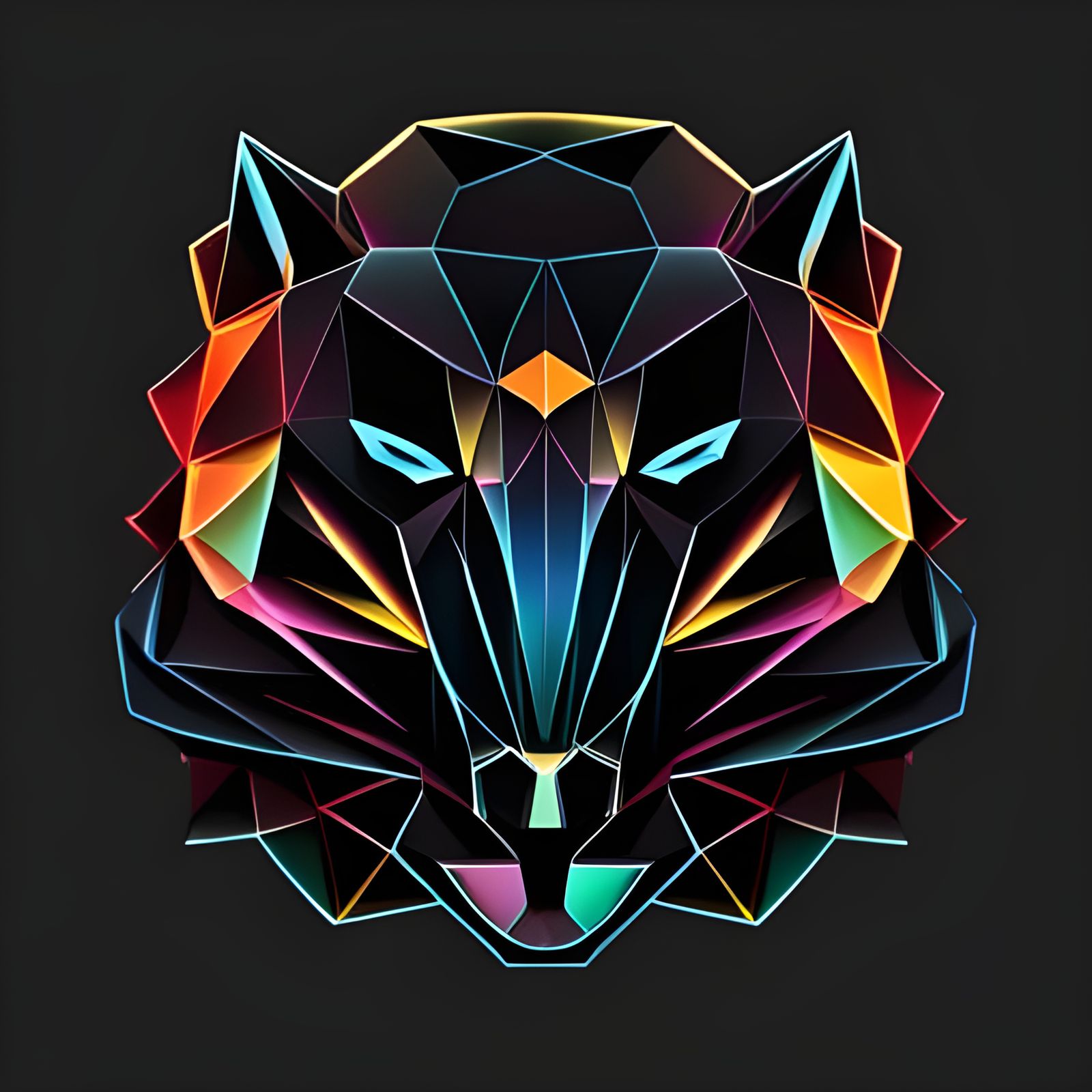 Vibrant Geometric Tiger in Simple Line Art