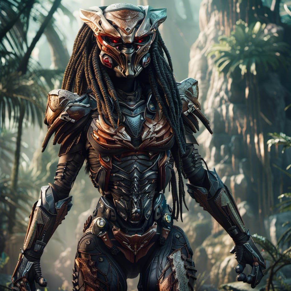 Futuristic Predator Woman in Detailed Matte Painting