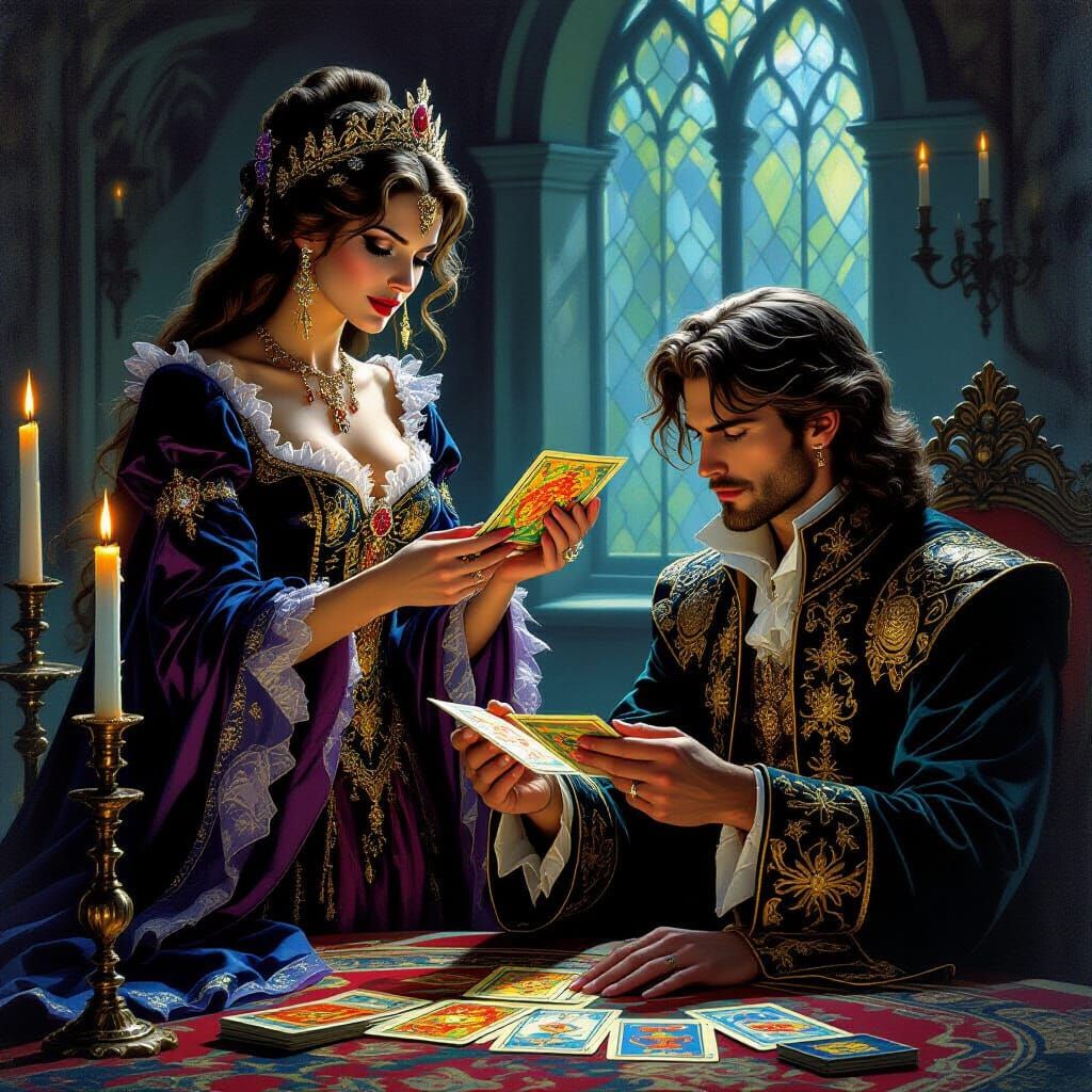 Mystical Tarot Reading in a Fantasy Art Style
