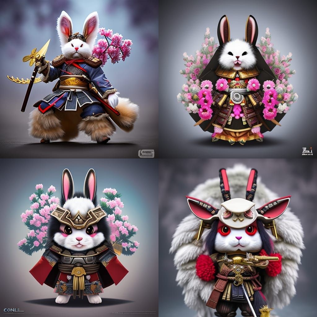 Rabbit Samurai Warrior in Japanese Fantasy Art