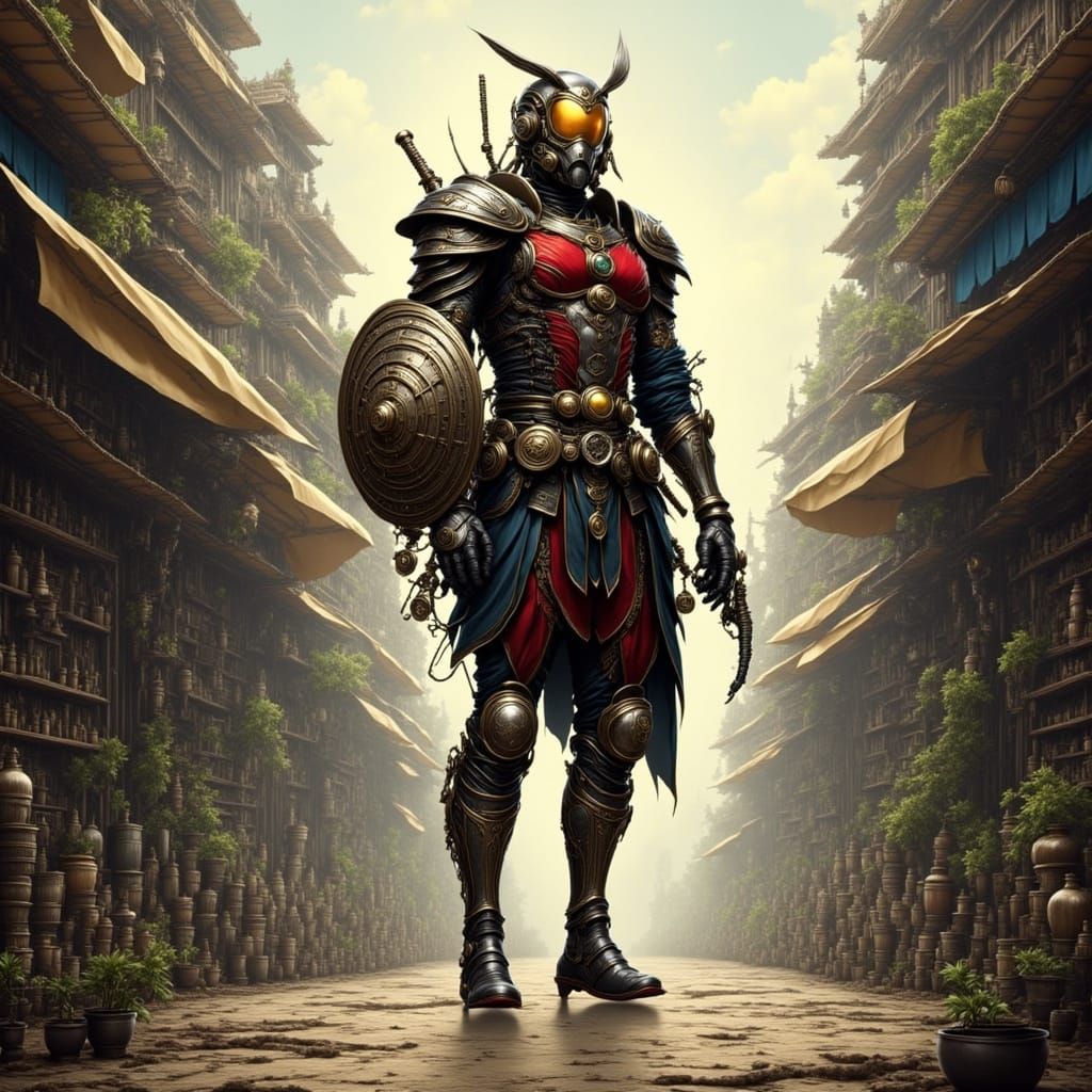 Ant-Man Warrior in Marrakesh Market, Anime Style