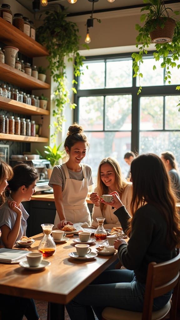 Cozy Coffee Shop Scene in Scandinavian Minimalist Style