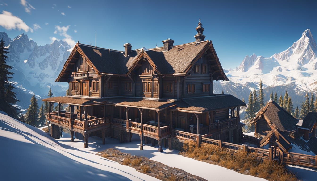 Epic Winter Mountain Landscapes in Unreal Engine Style