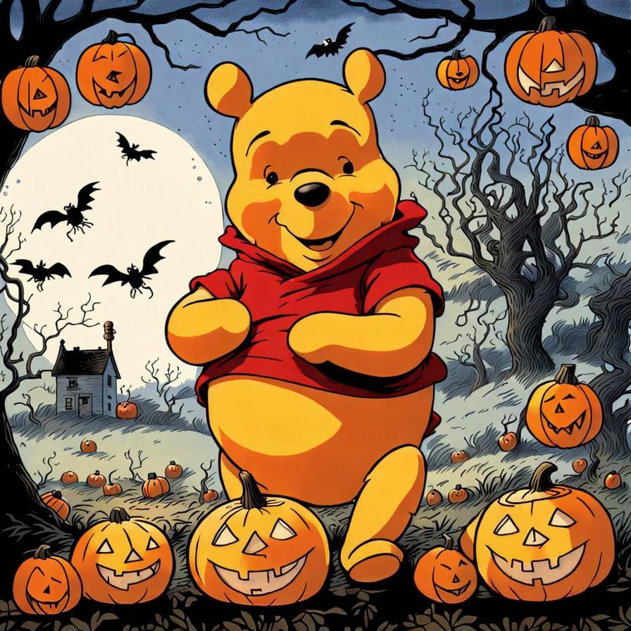 Winnie-the-Pooh Halloween in Tenniel-Reiniger Style