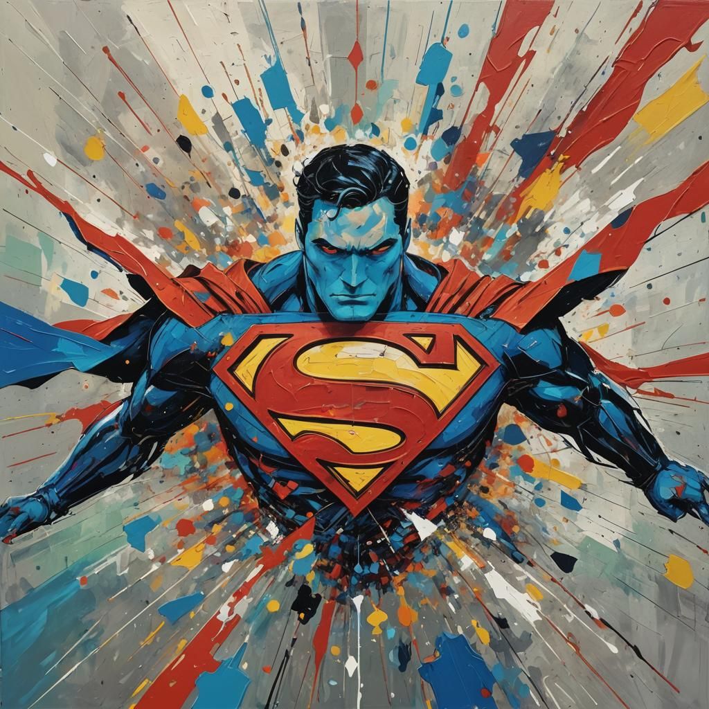 Abstract Art Superman with Complementary Colors