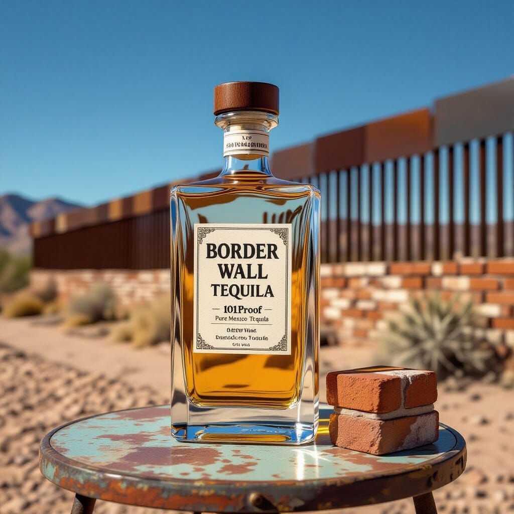 Border Wall Tequila: Brick Bottle by US-Mexico Border
