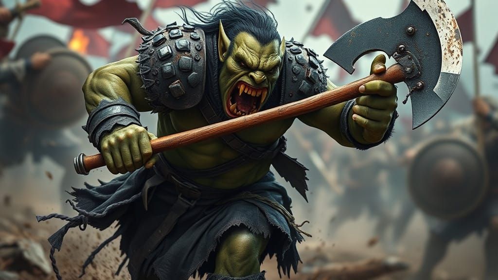 Orc Warrior in Frenzied Battle Charge