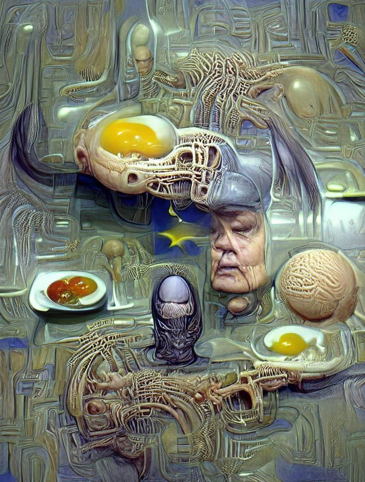 Disturbing Human Head and Brain Inspired by Giger