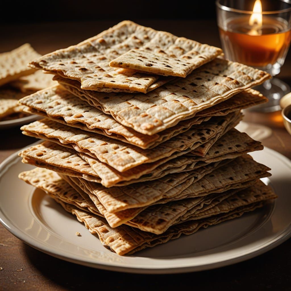 Warm Jewish Seder Plate with Crumbly Matzahs