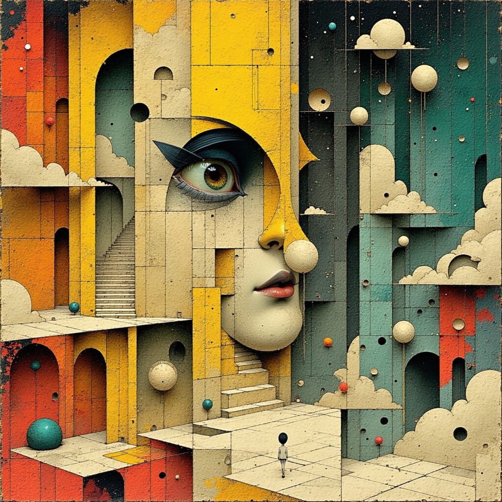 Surreal World with Impossible Geometry in Escher Style