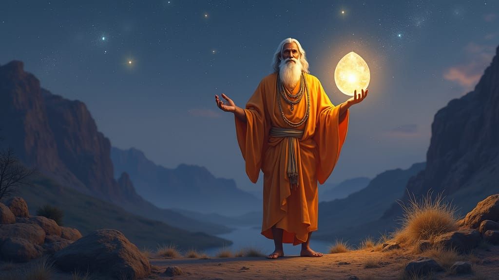 Serene Indian Mystic with Crystal Sphere