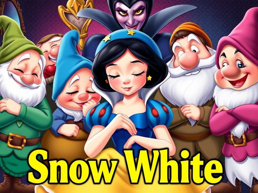 Snow White and the Seven Dwarfs Movie Poster in Bold Colors