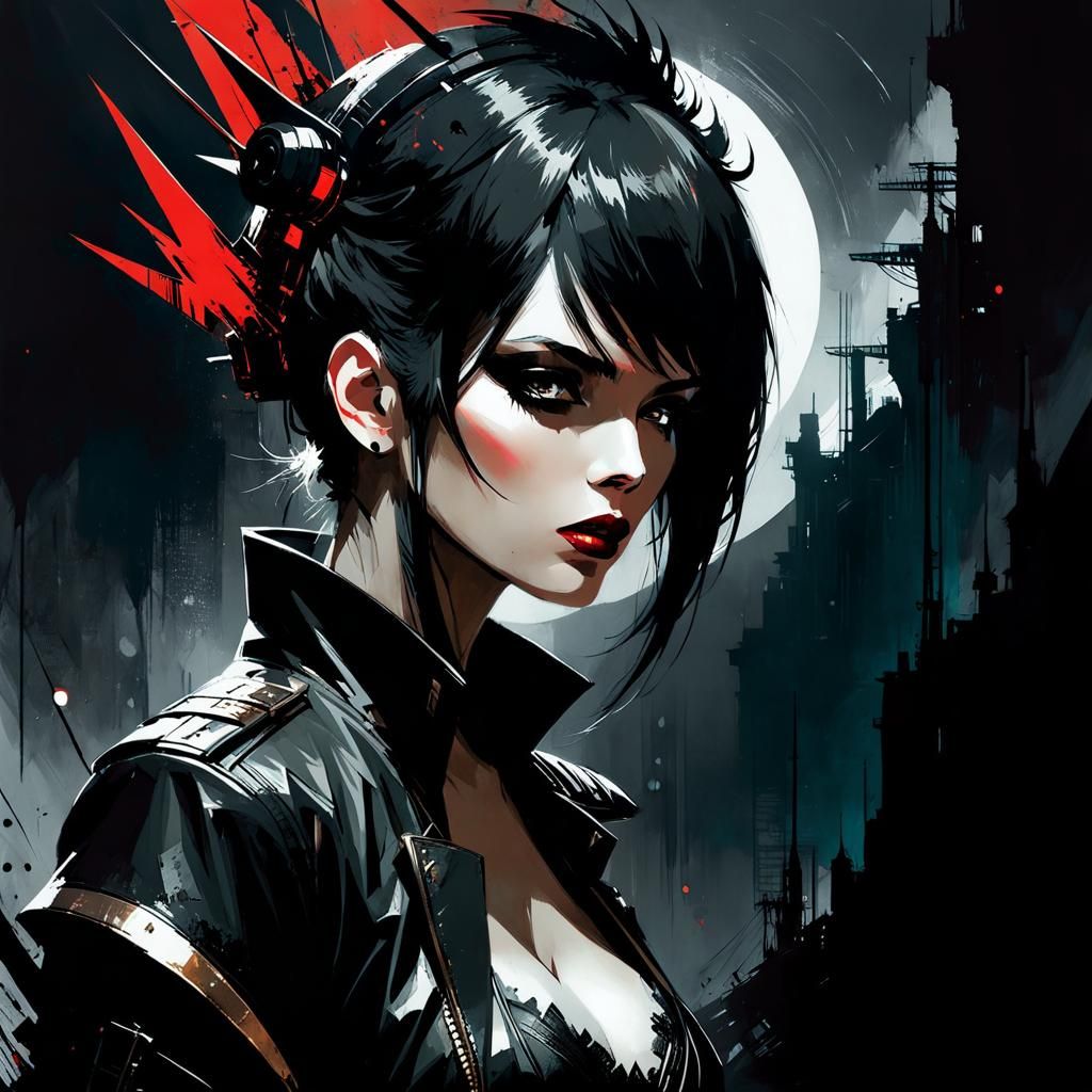 Grimdark Muse Concept Art in Mixed Media Style