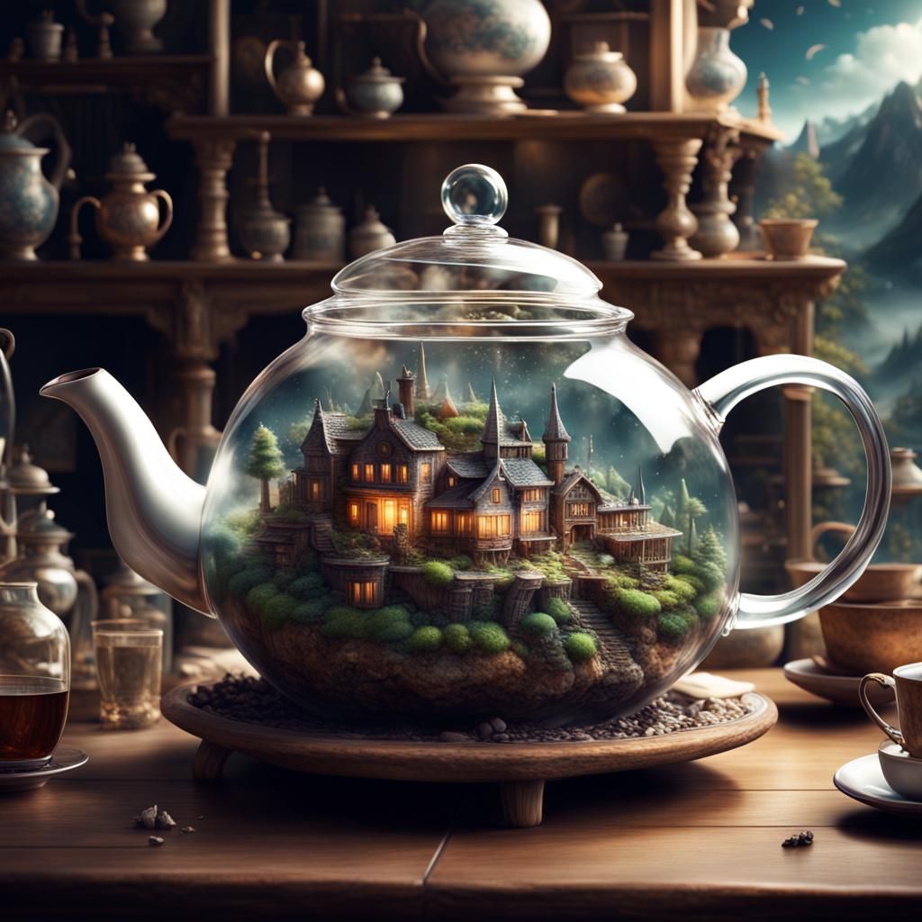 Miniature World Inside a Teapot: Digital Matte Painting