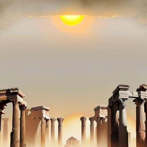 Gothic Model in Desert Ruins at Sunset