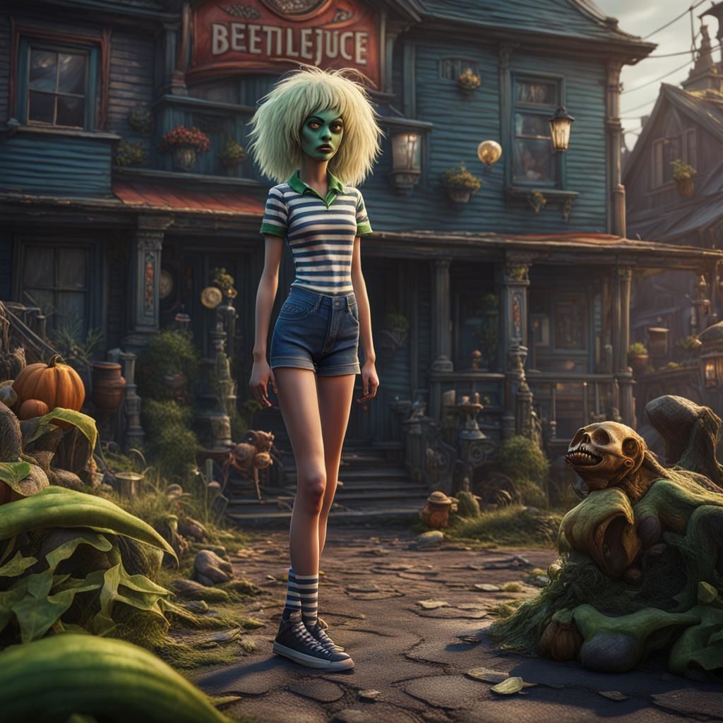Teenager in Jeans Shorts: Detailed Digital Art