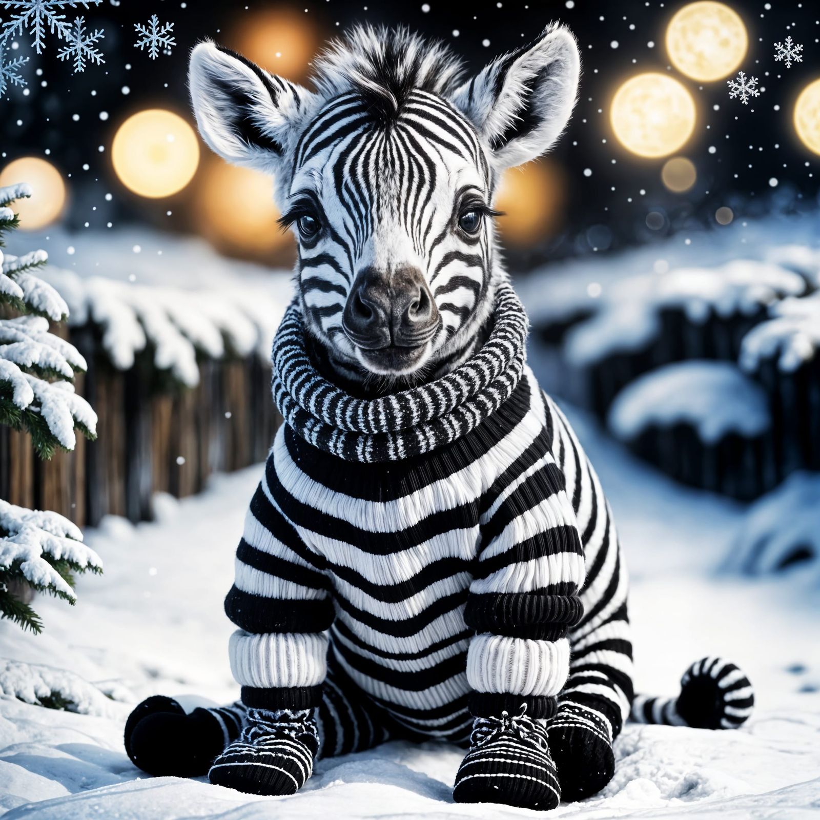 Cute Baby Zebra in Jumper and Socks