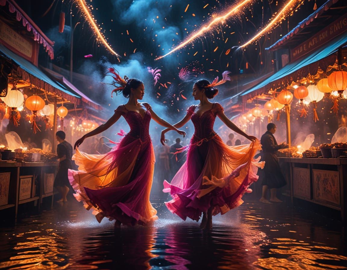 Luminous Night Market: A Vibrant Celebration of Color and Cu...