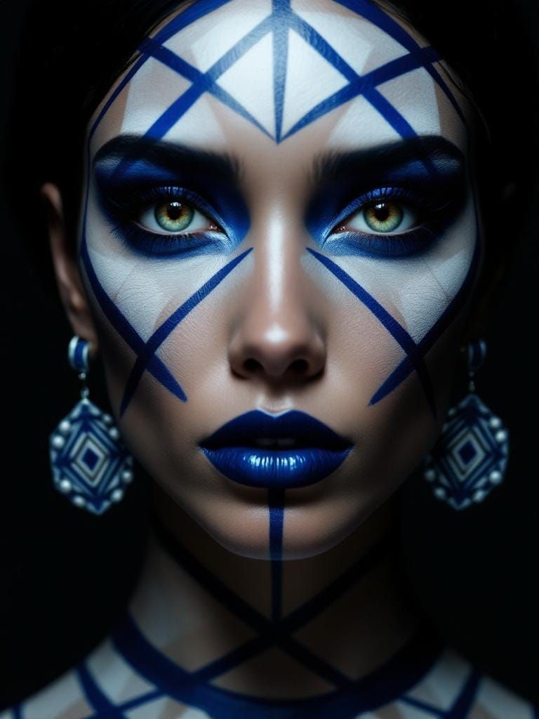 Geometric Woman: A Hyperrealistic Biomechanical Portrait