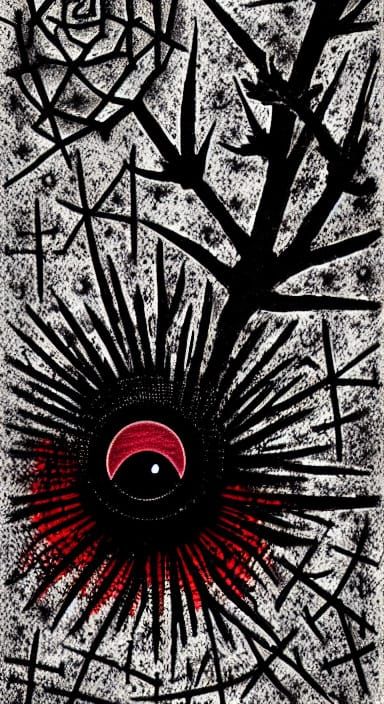 Ominous Black Rose in a Realm of Surreal Horror