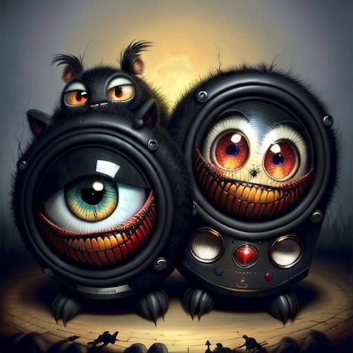 Surreal Human Teeth with Speakers in 3D