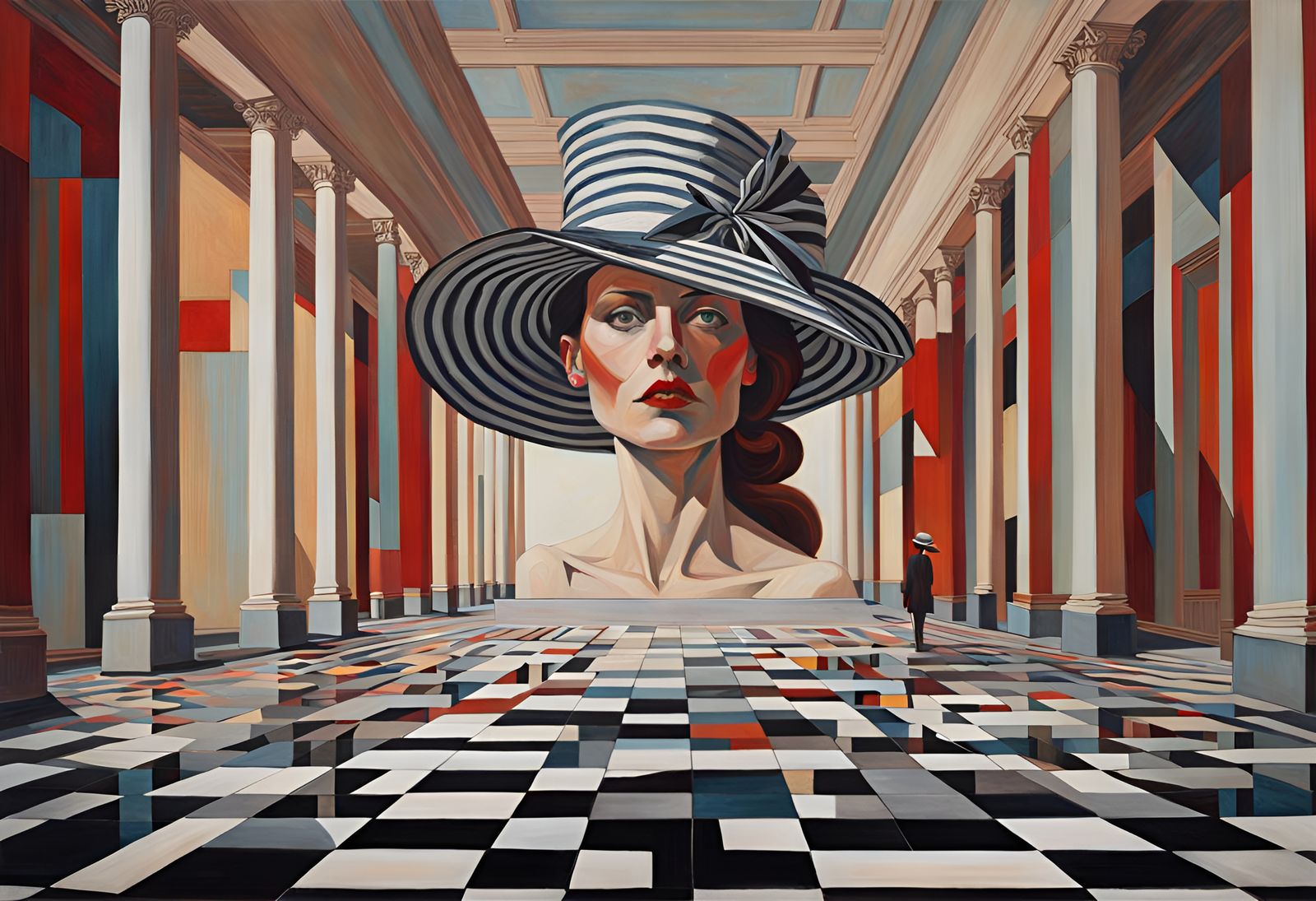 Geometric Woman Portrait in Expressionist Impasto Style