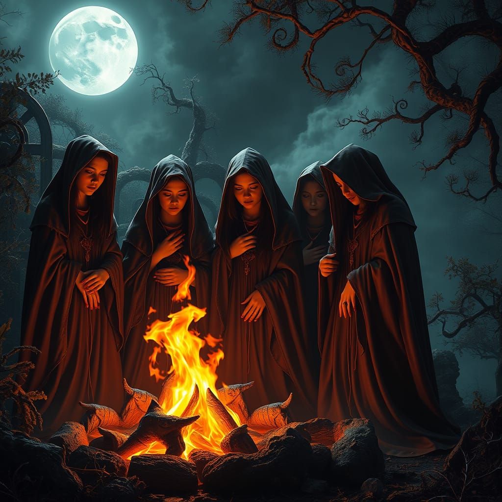Mystical Coven Under the Full Moon