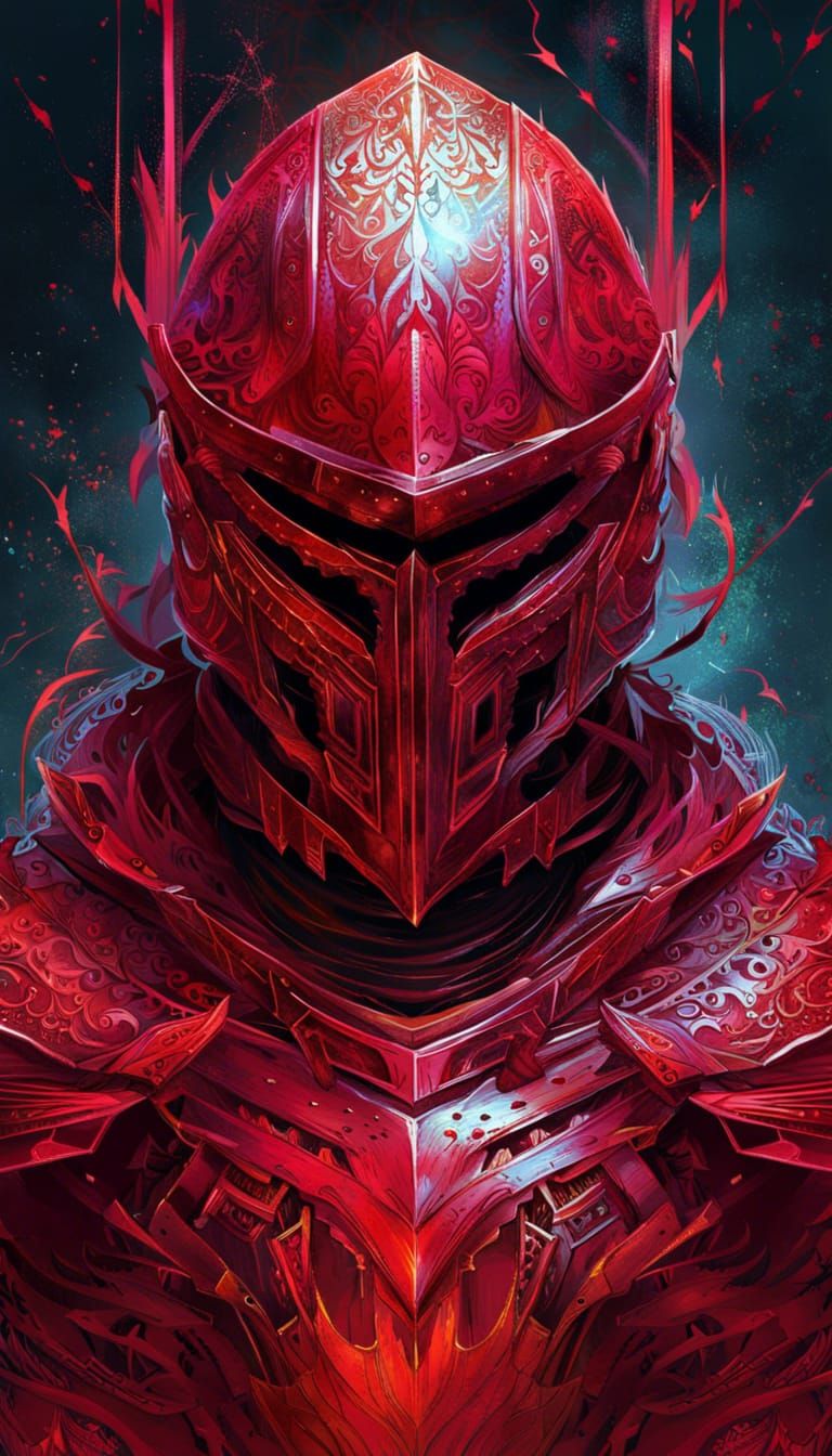 Galaxy Knight in Ruby Armor Digital Painting