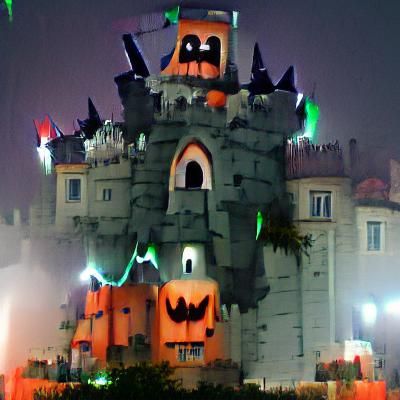 Eerie Halloween Castle Against Moonlight