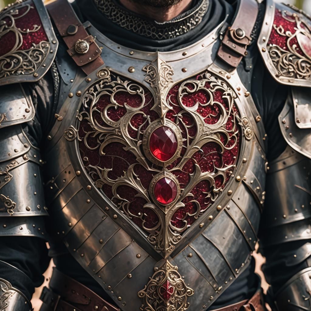 Medieval Armor with Ruby, Professional Photography Style