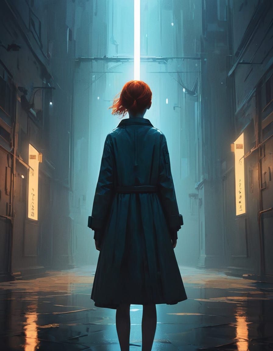 Surrealist Artwork of a Mysterious Figure Emerging from Dark...