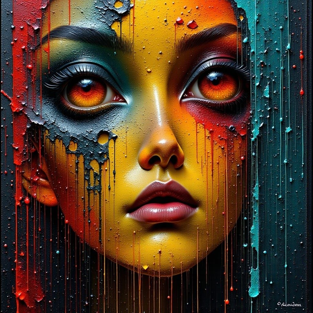 Surreal Macro Portrait in Dark, Vibrant Colors