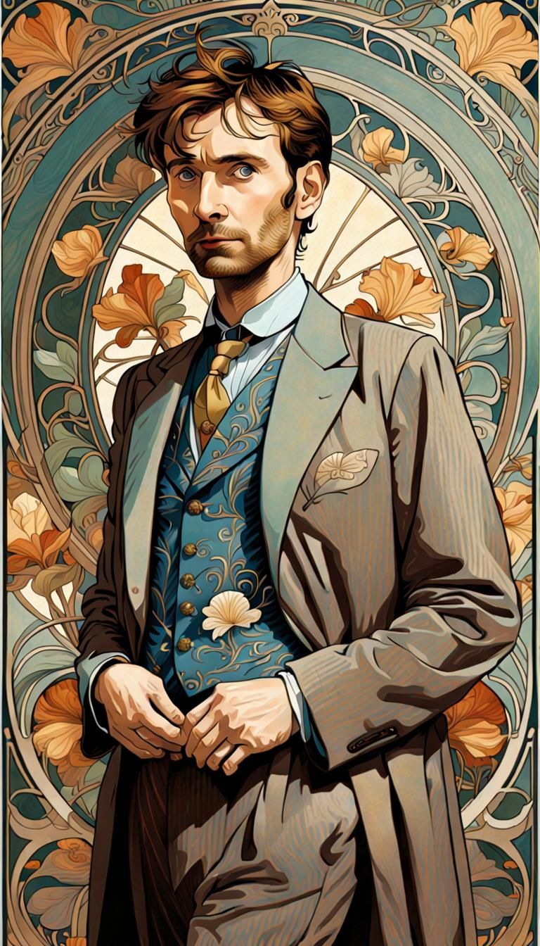 Elegant Portrait in Art Nouveau Style