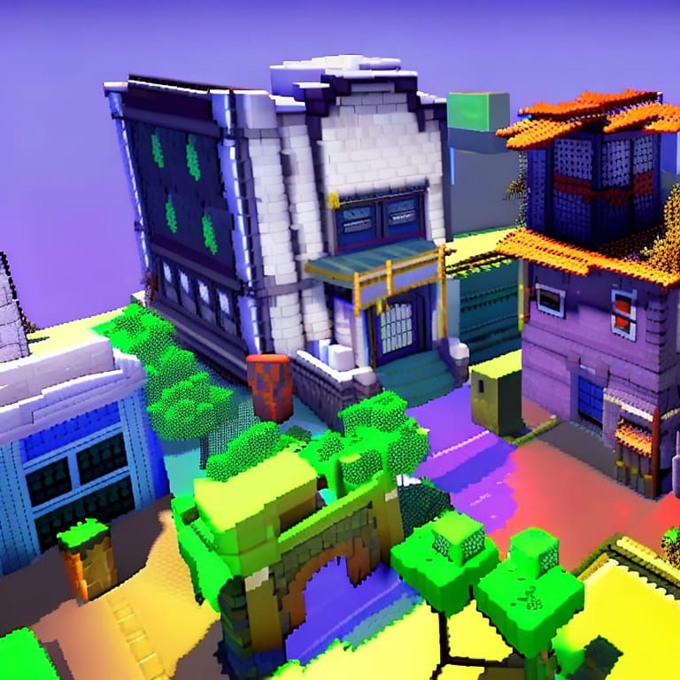city 64-bit Unreal Engine 5 low poly retro