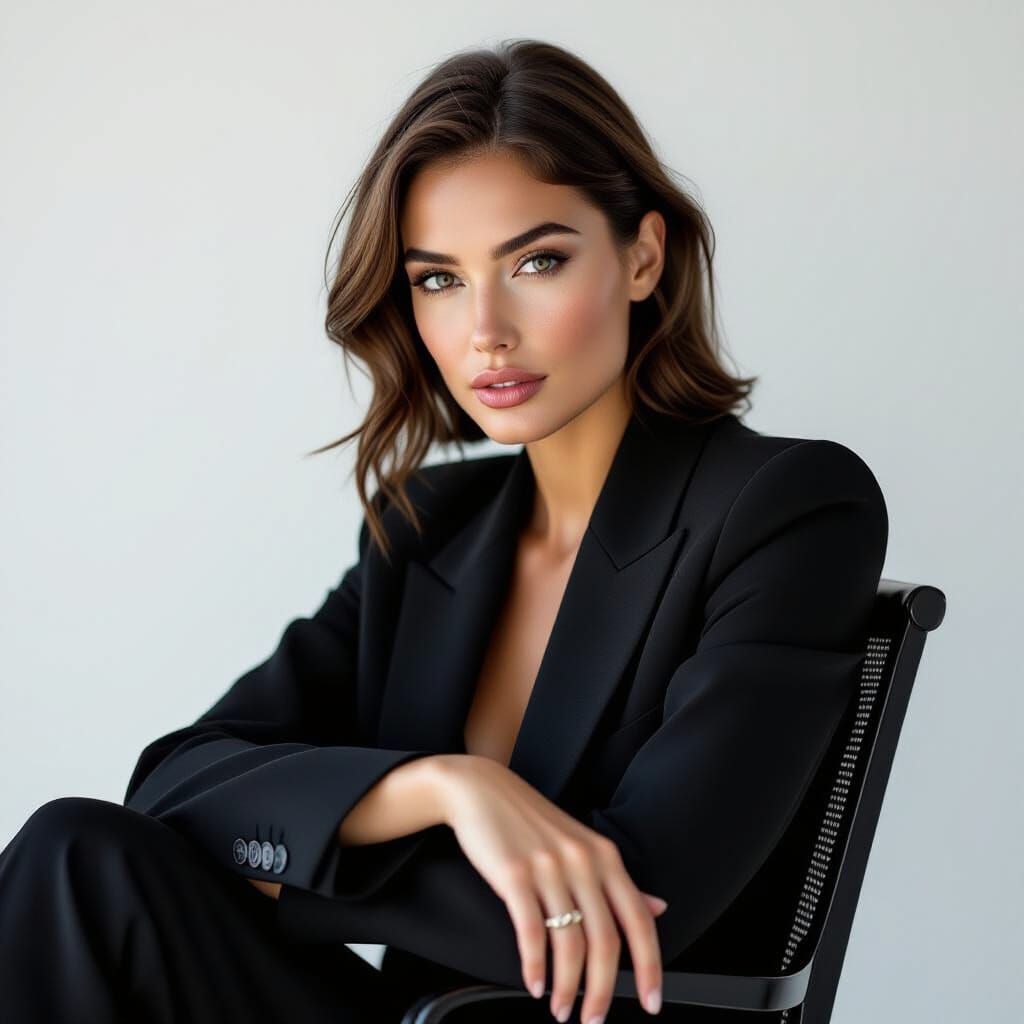 Cinematic Black and White Portrait of a Person in a Chair