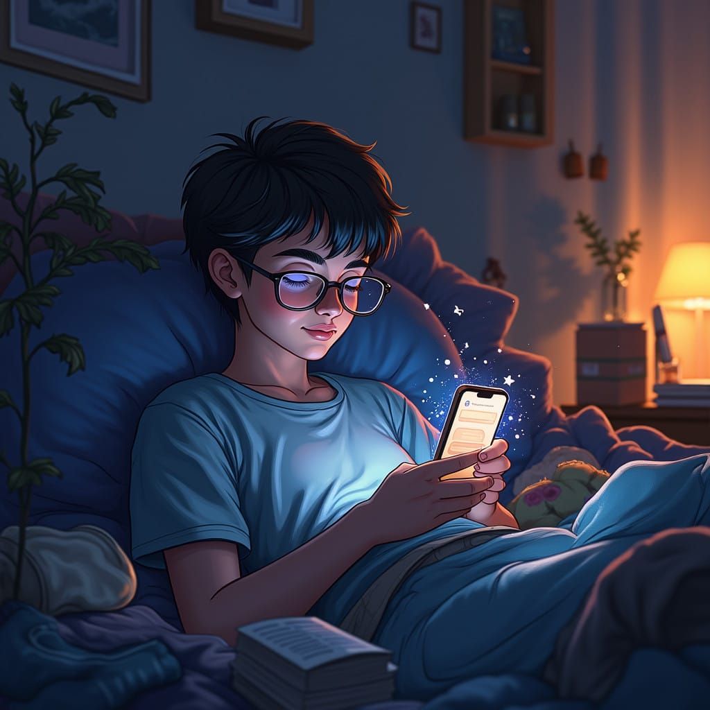 Cozy Despair in a Chaotic Nighttime Scene