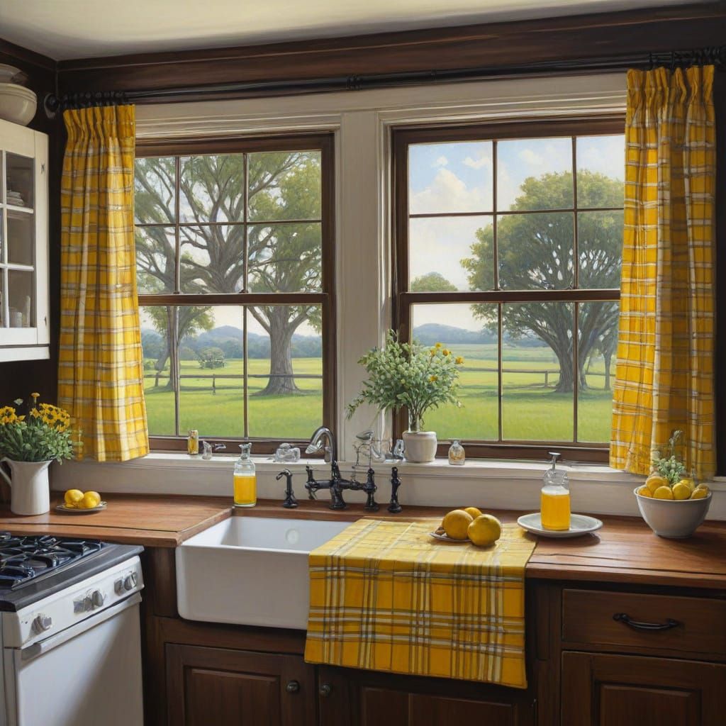 Cozy Cottage Kitchen in Oil Painting Style
