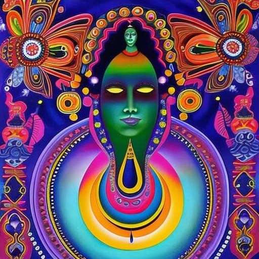 Colorful Naive Art Portrait: The Bliss of Origination