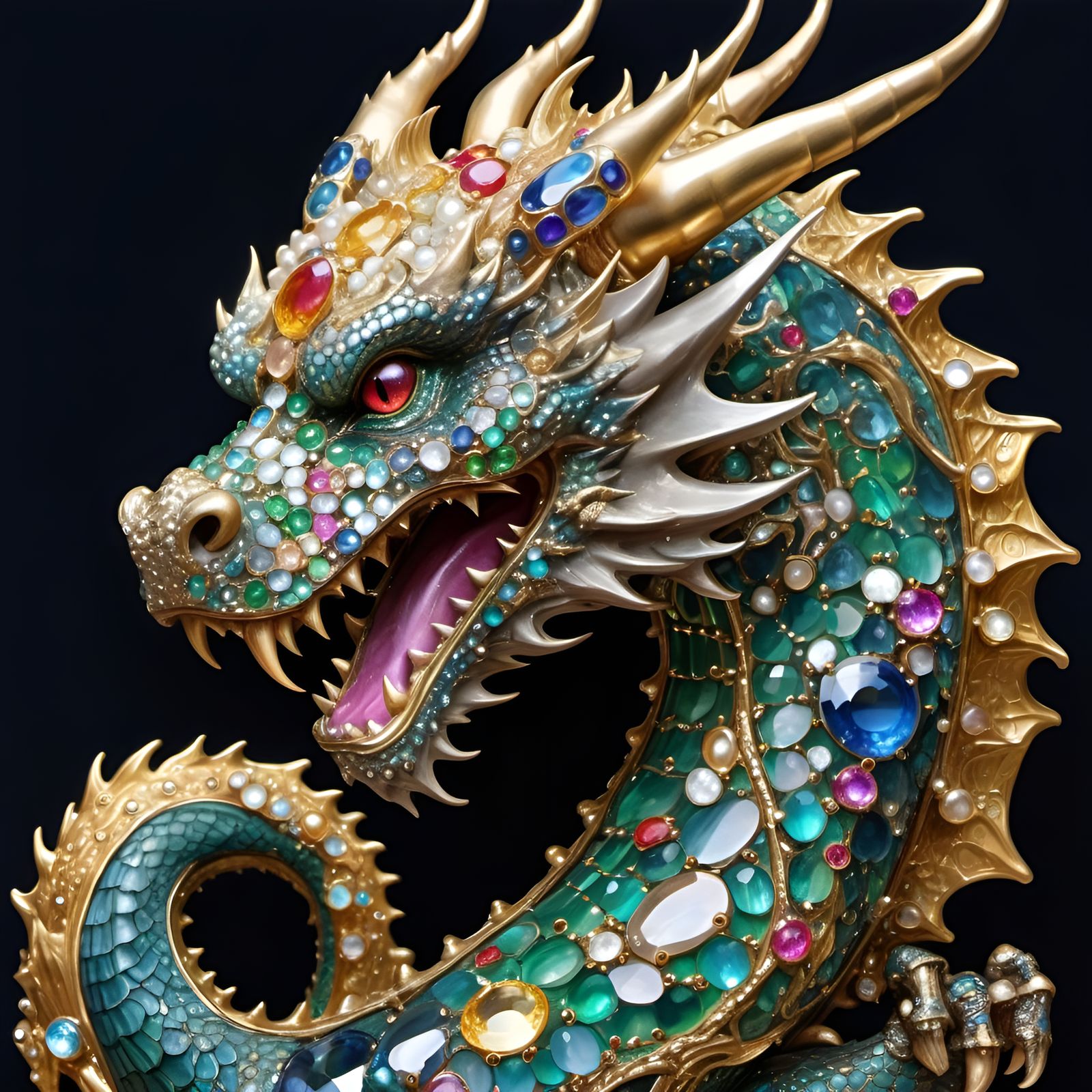 Exquisite Bejeweled Dragon in Cel-Shaded Style