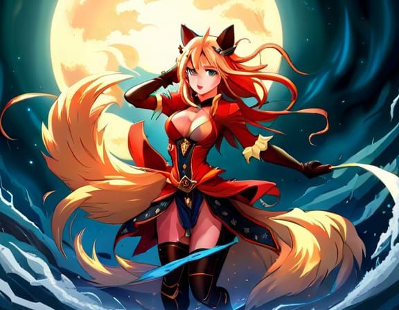 Anime Kitsune Girl in High Fantasy Style