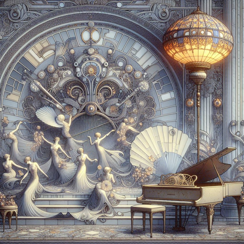 Elegant Dancers in Bauhaus and Art Deco Style