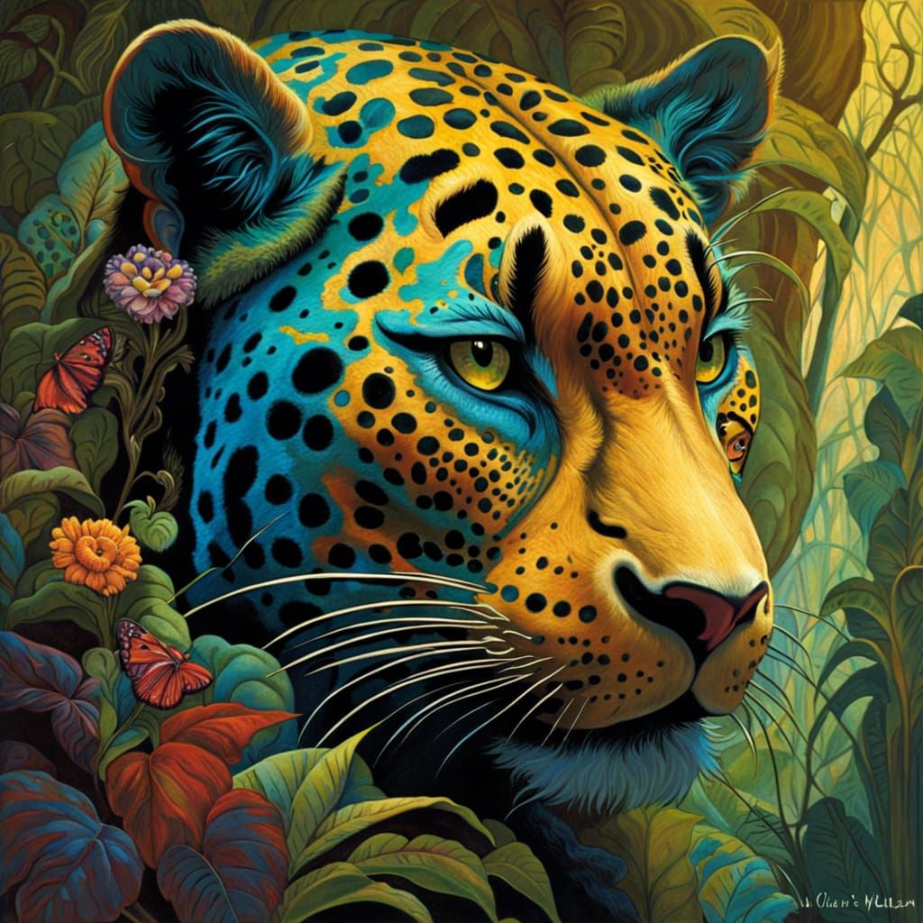 Jaguar God Vision Quest in Ligne Claire Style