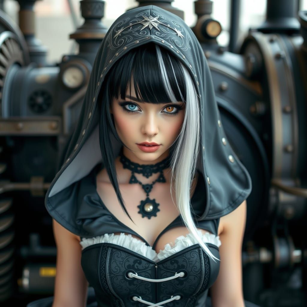 Ethereal Steampunk Goddess in Gothic Corset