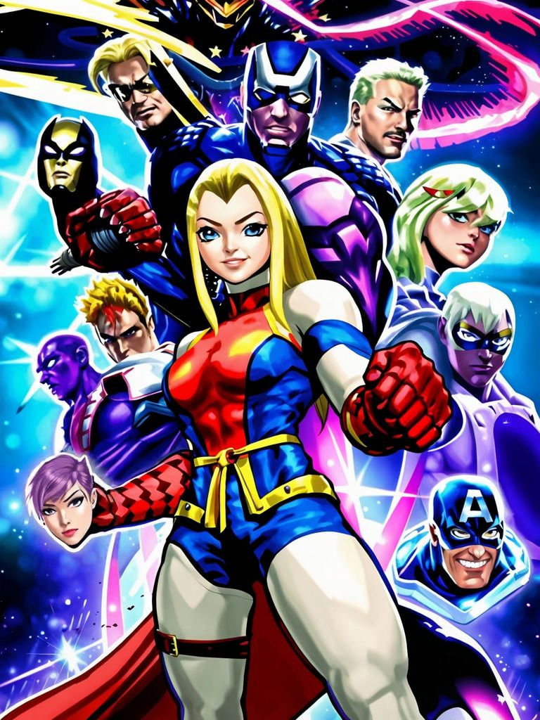 Epic Star Battle in Vibrant Multiverse, Cel-Shaded Digital A...